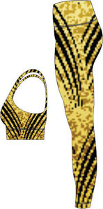 Ensemble de yoga pour femme : Soutien-gorge de sport et leggings à imprimé géométrique, taille haute, longueur intégrale, dos nageur, col rond, extensible dans les quatre sens, vêtements de sport - Product Image 2