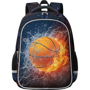 Sac à dos de sport en polyester imprimé basketball, fermeture éclair, imperméable, sac de gym, sac de fitness extérieur, sac d'école pour adolescents, voyage sportif - Product Image 2