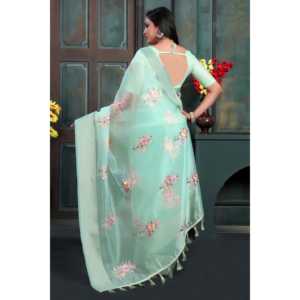 Vestido de Cóctel Sari con Bordado de Hilo Multicolor para Fiestas - Product Image 3