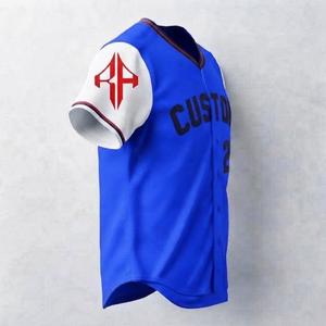 เสื้อเบสบอลพิมพ์ลายสีน้ำเงินเข้มพร้อมโลโก้สีขาว ผลิตจากโพลีเอสเตอร์ 100% ทรงปกติ ติดกระดุม สำหรับผู้ชาย - Product Image 4
