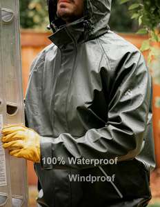 Custom Design Heavy Duty Waterproof Rain Jacket With Hood High Quality Fabric Breathable Sustainable Outdoor <b>Raincoat</b> For <b>Men's</b> - Product Image 4