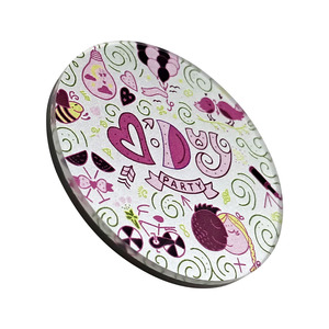 Aimant rond élégant en acrylique rose – Autocollant magnétique pour réfrigérateur et cadeau de fête/mariage - Product Image 2