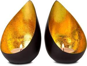 Modern decorative candle holder tabletop teardrop design black and gold <b>tealight</b> holder for home decor accent lighting stylish - Product Image 6