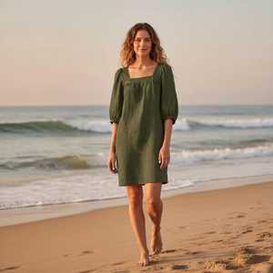 Women Cotton Midi <b>Dress</b> Sleeveless A-Line Casual <b>Summer</b> <b>Dress</b> Loose Fit Breathable Daily Wear <b>Dress</b> - Product Image 1