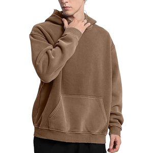 Earthy Brown Acid Wash Hoodie Vintage Oversized <b>Pullover</b> <b>Men</b> Streetwear Distressed Fleece Sweatshirt Loose Fit Hooded Top - Product Image 3