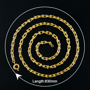 Collier long de luxe couleur or pour mariage à Dubaï, plaqué or 21 carats, chaîne fer à cheval de style italien pour femme, idéal pour événements et soirées - Product Image 6