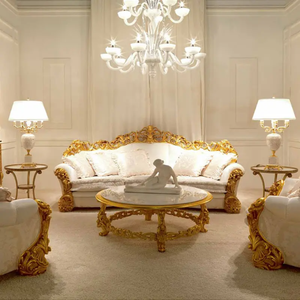 Juego de Sofás de Madera de Teca Clásica de Lujo, Muebles de Sala de Estar Tallados, Estilo Europeo, Sofá Tapizado - Product Image 2