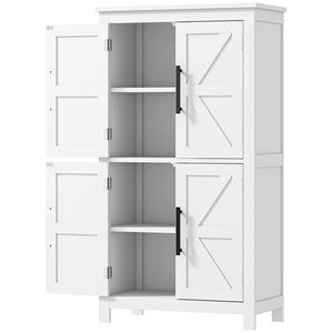 Mobile bagno moderno a 4 ripiani autoportante 60x30x110 cm bianco stile rustico in legno per la casa - Product Image 1