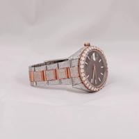 Montre de luxe pour homme en acier inoxydable incrustée de diamants Moissanite, mouvement à quartz ETA, affichage analogique-numérique dissimulé