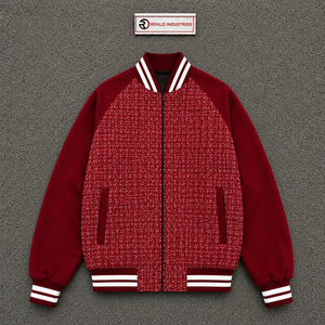 PREMIUM <b>RED</b> VARSITY JACKET Casual Woolen Style Autumn Wear FASHION OUTERWEAR STREET STYLE JACKET CLASSIC COLLEGE WEAR URBAN VARS - Product Image 5