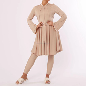 Maillot de bain burkini rayé pour femme, ensemble 2 pièces, séchage rapide, nylon et élasthanne, maillot de bain modeste - Product Image 3