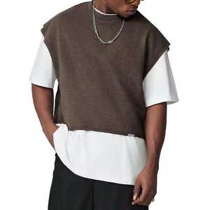 Débardeur de sport oversize pour homme en coton épais, coupe décontractée, effet délavé, avec logo personnalisé - Product Image 5