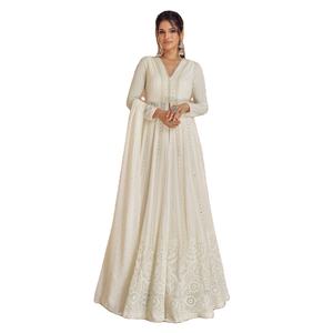 El último vestido de trabajo de hilo bordado de Georgette de imitación de diseñador por Fab Zone - Product Image 1