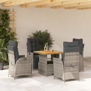 Conjunto de comedor para jardín en gris y marrón - Product Image 1