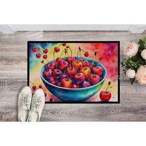 Felpudo antideslizante de cerezas coloridas para interiores/exteriores, lavable, de pila baja, 24H X 36W, felpudo para puerta Delantera para entrada - Product Image 2