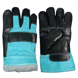 Gants de sécurité de qualité supérieure pour monteurs canadiens, robustes, avec manchette renforcée, en cuir de vachette grainé, dos en coton et fourrure. - Product Image 3