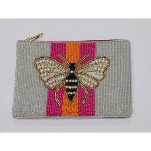 Bolso de Mano de Lujo Hecho a Mano con Cuentas, Estilo Casual para Dama, Duradero, con Cierre de Cremallera, Diseño Geométrico de Conchas, Diamantes y Perlas Metálicas - Product Image 2