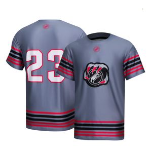 เสื้อยืดถักนิตติ้งสีเทาสำหรับผู้ชาย พิมพ์ลายแบบ Sublimation Transfer ทรงปกติ คอกลม สไตล์ลำลอง/สปอร์ต - Product Image 4