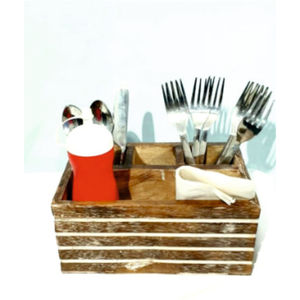 Wooden Cutlery Holder <b>Caddy</b> for Dining Table Napkin Spoon Fork Organizer Box <b>Kitchen</b> Countertop Utensil Storage Stand Wood <b>Caddy</b> - Product Image 2