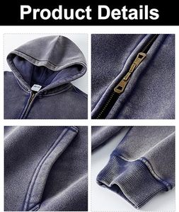 Vintage Acid Wash Hoodie Oversized Unisex Pullover Sweatshirt Custom Logo Faded Hooded Sweatshirt - Product Image 6