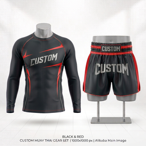 Conjunto de Boxeo de 2 Piezas con Logotipo Personalizado, Rashguard de Compresión Elástica de Lujo, Pantalones Cortos de Poliéster Ligero con Bordado de Alta Calidad - Product Image 3