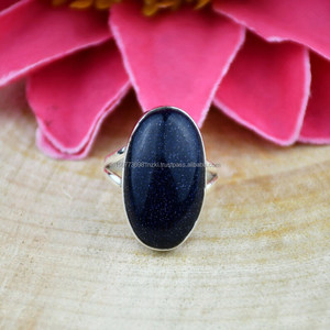 Blue Sunstone 925 Sterling Silver Bohemian Ring Bague de promesse d'inquiétude faite à la main Sunstone Sunstone Ring - Product Image 2