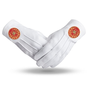 Guantes Masónicos Blancos de Algodón con Bordado del Capítulo del Arco Real, Guantes de Ceremonia Masónica, Fabricante de Artículos de Ceremonia - Product Image 1