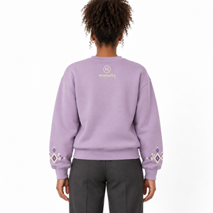 Sudadera de Forro Polar Personalizada con Apliques Bordados, Cuello Alto, Manga Larga, para Mujer, Talla Grande, Poliéster y Algodón, para Invierno y Todas las Temporadas - Product Image 2