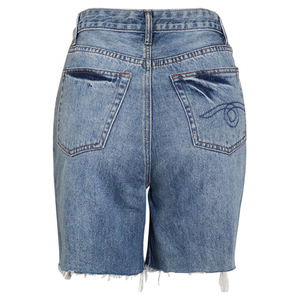 Saleh Enterprises Women Vintage <b>Stretch</b> <b>Denim</b> Shorts High Waist Distressed Ripped Belt Button Casual Summer Beach Wear Bulk Sale - Product Image 2