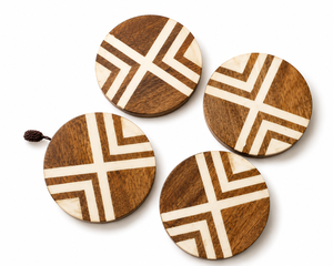 Posavasos Cuadrados de Resina y Madera, Hechos a Mano, con Rayas, Ecológicos, Decoración de Mesa para el Hogar, Vajilla para Comedor - Product Image 4