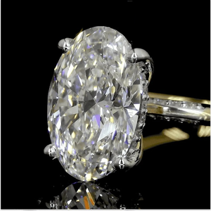 Anillo de Compromiso Solitario con Diamante Cultivado en Laboratorio de Corte Ovalado, Anillo de Diamantes Fino en Oro Amarillo para Mujer - Product Image 4