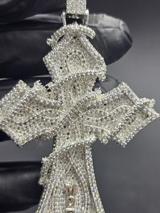 Colgante de cruz personalizado con moissanita VVS, plata 925, colgante estilo hip hop, colgante de fe cristiana, joyería religiosa para hombres y mujeres - Product Image 5