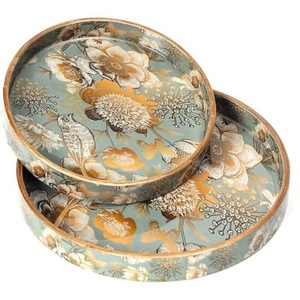 Bandeja de Madera de Mango Hecha a Mano con Base Esmaltada, Vajilla Decorativa - Product Image 1