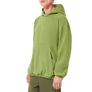 เสื้อสเวตเชิ้ตมีฮู้ดขนาดใหญ่สำหรับผู้ชาย สีเขียวล้วน ผ้าถัก ระบายอากาศได้ดี สวมใส่สบายๆ ในฤดูใบไม้ร่วง - Product Image 3