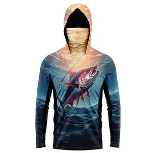 Camisa de Pesca con Capucha de Manga Larga para Hombre, Estampada, UPF 50, Anti-UV, Ropa Deportiva para Exteriores - Product Image 4
