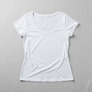 Camiseta Casual Blanca de Manga Corta con Cuello Redondo para Mujer, Corte Regular, Color Sólido, Algodón Jersey Transpirable - Product Image 6