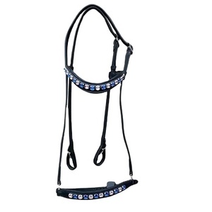 Bride d'équitation Endurance Cheval Noir Blanc Mélange Couleur P v c Deluxe Compétition Cheval Bride produit fabriqué en Inde - Product Image 2