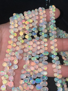 Perles en opale blanche naturelle éthiopienne à facettes en forme de poire, taille 5*7mm à 6*9mm, perles de pierre tendance pour la fabrication de bijoux en gros - Product Image 4