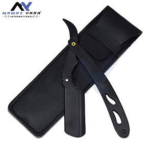 Rasoir droit professionnel pour barbier, verrouillage pivotant, logo personnalisé, lame en acier inoxydable, étui en cuir, rasoir à barbe OEM, directement de l'usine - Product Image 2