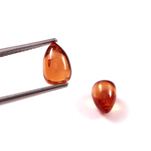 Zafiro Naranja Cultivado en Laboratorio, 8x12mm, Forma de Lágrima, Cabujón Liso Calibrado, Piedra Preciosa Suelta, Valorada por Terceros para Joyería KKS - Product Image 2