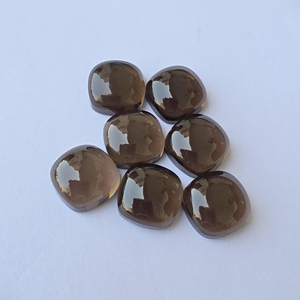 Natural Smoky Quartz Cabochon Square <b>Cushion</b> Shape Calibrated Loose Gemstone Custom Sizes Available - Product Image 3
