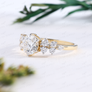 Round Cut Eternity <b>Ring</b> Full Bezel Setting Yellow Gold <b>Stacking</b> Wedding Band Modern Bridal Fine Jewelry <b>Ring</b> - Product Image 2