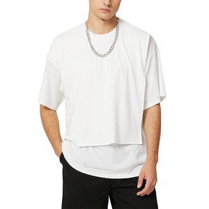 Camisetas personalizadas al por mayor de alta calidad Camiseta de algodón con cuello redondo Caja sólida Camiseta en blanco para hombre Boxy Fit - Product Image 4