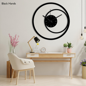 <b>Modern</b> Black Metal Wall <b>Clock</b> Abstract Round Design Decorative <b>Clock</b> for Living Room Home Office Bedroom Indoor Outdoor Interior - Product Image 1