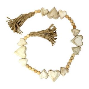 New Arrival Heart Shape Bead Garland With Tassels Farmhouse Decor Romantic <b>Boho</b> Rustic Home Styling <b>Hanging</b> Accent - Product Image 4