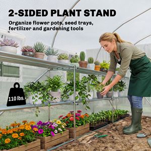 Serra a tunnel bianca 10x11x6 con copertura in PE, ripiani, porta a rete e finestre per piante - Product Image 4