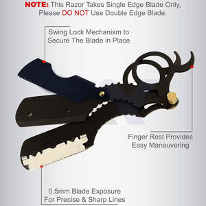 Rasoir de Barbier à Lame Droite pour un Rasage Précis, Qualité Salon, Rasoir Manuel pour Hommes, Rasoir à Main pour la Barbe, Shavette de Haute Qualité - Product Image 5