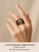 Bague en macramé artisanale en labradorite, style bohème, ajustable, avec cordon marron et sertissage en filigrane doré vintage, bijoux en pierres précieuses faits à la main