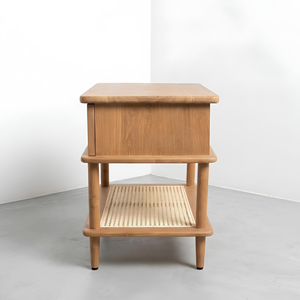 Console minimaliste en bois massif et rotin avec tiroir de rangement et étagère ouverte pour projets hôteliers - Fournisseur Indonésien - Product Image 3