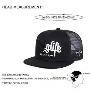 หมวกแก๊ปปักลาย Thug Life Outlaw แบบ Snapback ทรง Trucker ฮิปฮอป ปีกแบน ตาข่ายด้านหลัง ปรับขนาดได้ ใส่ได้ทั้งชายและหญิง สไตล์สตรีทแวร์ - Product Image 5